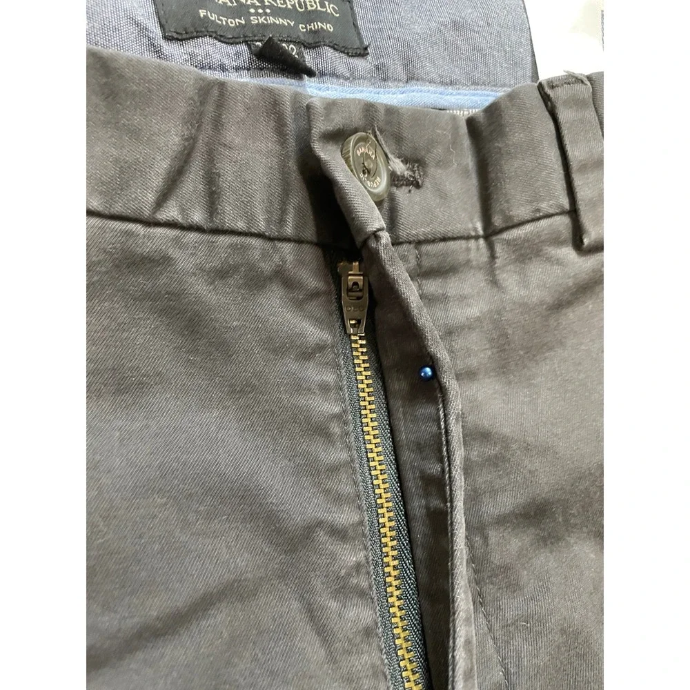 Banana Republic Fulton Skinny Chino Pants Mens 34x32 Dark Gray Stretch Cotton